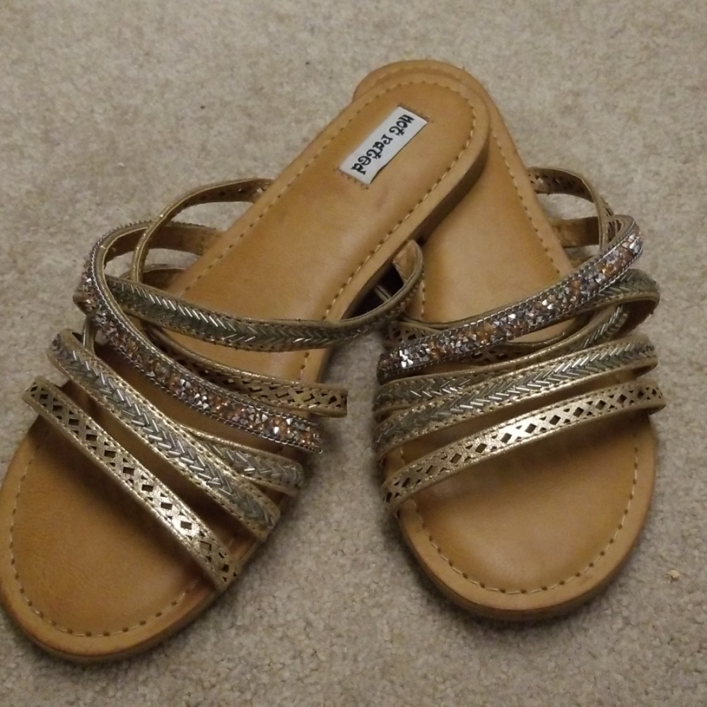 Gold and silver flat sandals